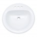 ProFlo PF194RWH 19" Round Drop In Vitreous China Sink with 3 Holes and Front Overlow - B005JEPE8K